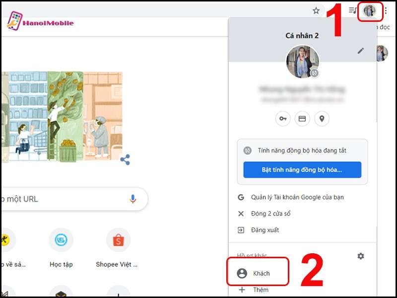 sử dụng ở chế độ khách
